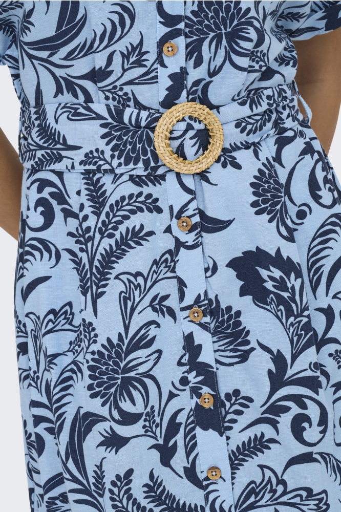ONLJAKIRI LINEN SS MIDI SHIRT DRESS 15357784 Cerulean/NOOS GRAPH